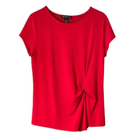 INC International Concepts Tops - INC International Concepts Red Knot-Front Top Short Sleeve Size Large